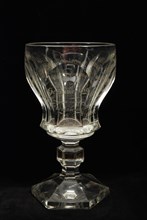 D. Blitz Szn (engraver), Thick-sided goblet, wine glass, inscribed with inscription regarding mayor Hoffman, wine glass drinking