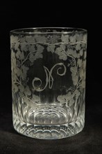 Glass and engraved with N, goblet drinking glass drinking utensils tableware holder lead glass glass, gram free blown and shaped