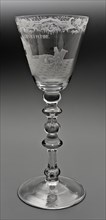 Chalice, occasional glass, engraved with depiction of sick man, notary and NEC TEMERE NEC TIMIDE, wine glass drinking glass