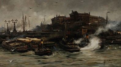 August Willem van Voorden, View of the Wijnhaven with Regentesse bridge, cityscape painting visual material linen oil painting
