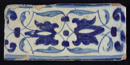Border tile, winding flower decoration, border tile wall tile tile material ceramics pottery glaze, baked 2x glazed painted Blue