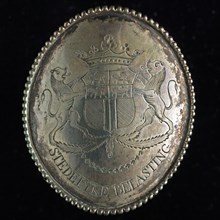 Tax shield of Rotterdam, office badge insignia identification carrier silver, Oval silver plate with pearl ring
