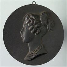 Leonard Posch (?), Black stained round metal medal plate from Princess Anna Paulowna, plaque plate iron, cast Round metal plaque