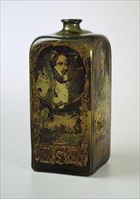 Stock bottle, decorative bottle, painted in oil and gold leaf, cellar bottle shop bottle bottle holder glass oil painting gold
