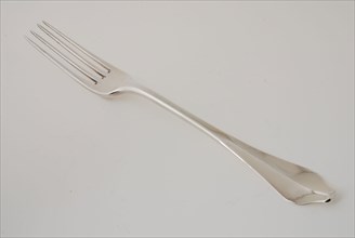 Silversmith: Johannes Verlooven, Fork with four teeth, fork cutlery silver, forged Set of six spoons (1-6) and six forks