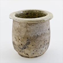 Pottery ointment jar, white shard, internally glazed yellow, ointment jar pot holder soil find ceramic earthenware glaze lead