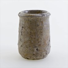 Stoneware ointment jar, white shard, completely glazed in gray, ointment jar pot holder soil find ceramic stoneware glaze salt