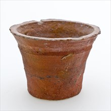Pottery ointment jar, mortar model, red shard, internally glazed, ointment jar holder soil find ceramic earthenware glaze lead