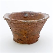 Pottery ointment jar, mortar model, red shard, internally glazed, ointment jar pot holder soil find ceramic earthenware glaze