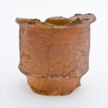 Pottery ointment jar, cup model, red shard, internally glazed, ointment jar holder soil found ceramic earthenware glaze lead