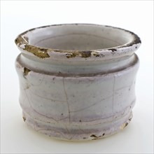 Earthenware ointment jar, low model, white glazed, ointment jar pot holder soil find ceramic earthenware glaze tin glaze, delfts