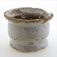 Earthenware ointment jar, low model, white glazed, ointment jar pot holder soil finds ceramic earthenware glaze tin glaze