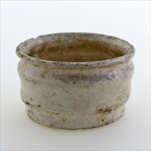 Pottery ointment jar, low model, white glazed, ointment jar pot holder soil find ceramic earthenware glaze tin glaze, delft