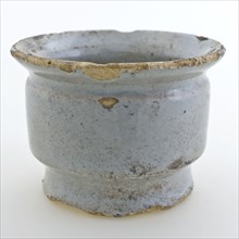 Pottery ointment jar, mortar model, white glazed, ointment jar pot holder soil find ceramic earthenware glaze tin glaze, delfts