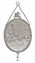 Silversmith: Rudolph Sondag, Headman's shield of the Klein Schippersgilde, head shield shield silver, driven hammered engraved