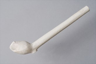 Hendrick Jansz., Clay pipe from the waste of Rotterdam pipe factory with decorated handle, clay pipe smoking equipment smoke