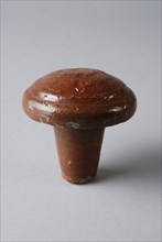 Stoneware stopper with conical base and rounded top, stop closure part soil find ceramic stoneware glaze salt glaze, hand turned