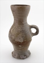 Stoneware jug, bulb model with funnel-shaped neck, glazed, on squeeze foot, can crockery holder soil find ceramic stoneware