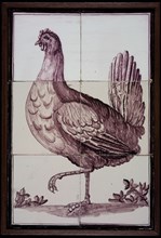 Tile-panel, six tiles, purple, with turned-to-them, tile picture material ceramics pottery iron glaze metal, baked 2x glazed