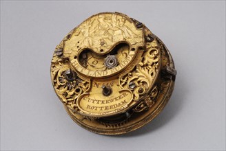 Cornelis Uyterweer, Inside pocket watch (without case) with pictured and written THE LAND EUROPE, pocket watch watch movement