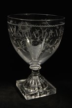Chalice engraved with Maria, De, Vesser, wineglass drinking glass drinking utensils tableware holder lead glass glass, gram free