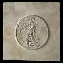 Leendert Bolle (Rotterdam 1879 - Rheden 1942), Mal for silver-jubilee plaque, with circle in relief, classic figure with flower