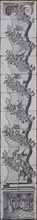 Aalmis, Purple tile pilaster, column wound with branch on which angels, on pedestal of column: Paul freed by an angel, tile