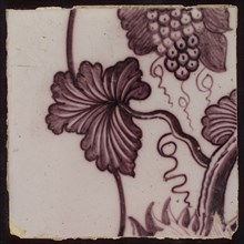 Tile of tile pilaster with twisted column with leaves of grapes, grapes, insects, spiders and bird, tile pilaster footage