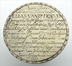 Silversmith: Lambert Fenema, Silver plate with engraving belonging to the cup of the Hoogheemraadschap van Schieland, souvenir