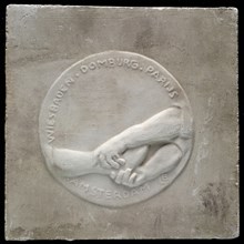 Leendert Bolle, Two molds for medal on Johann Georg Mezger, circle with foot massage in relief and Amsterdam, Wiesbaden, Domburg