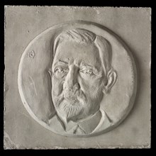 Leendert Bolle, Two halves of mold for Medal, respectively high and low relief, within circle man's portrait with beard
