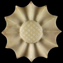 White relief: Cartouche-shaped rosette, embossed rosette marble stone, fireplace