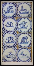 Tile field, eight tiles, braces with elephant, corner motif, wing leaf, tiled field wall tile tile sculpture ceramic earthenware