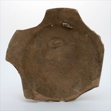 Fragment earthenware dish on broad stand ring, biscuit, without glaze, plate dish tableware holder soil find ceramic earthenware