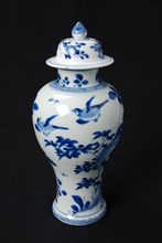 Lid vase, vase cover vase tableware holder ceramic porcelain glaze, baked painted glazed cabinet set (1-4)., elongated baluster