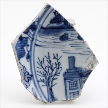 Fragment of Chinese porcelain dish with Dutch decor, plate dish bowl tableware holder soil find ceramic porcelain, hand-turned