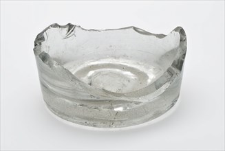 Bottom fragment of glass beaker, clear glass with pontilemark, goblet drinking glass drinking utensils tableware holder soil