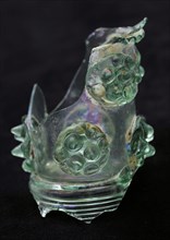 Stem fragment of glass roemer decorated with six bramble buds, pontil brand, roemer drinking glass drinking utensils tableware