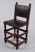 Cherry wood renaissance chair, chair furniture interior design wood cherry wood leather metal, Twisted legs and double lines
