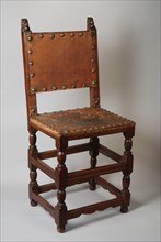 Cherrywood renaissance chair, chair furniture interior design wood cherry leather brass, Twisted legs