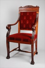 Mahogany armchair in late Empire style, armchair seat seating furniture interior furniture wood mahogany oak velvet, Council