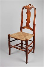 Straight cherry rococo chair, chair seating furniture interior furnishings wood cherry wood piping, braided piping seat