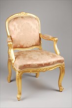 Gilt straight rococo armchair with armrest, armchair armchair chair seating furniture interior furniture wood beechwood