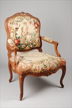 Beechwood rococo armchair, armchair armchair chair seat furniture interior design wood beech wood silk wool brass, Tapisserie