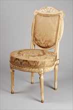 White painted, partly gilded Louis Seize chair, straight-seat chair seat furniture interior design wood beechwood lacquer gold