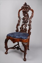 joiner, Rococo chair with ramskop and sea monster in the back, chair furniture furniture interior design wood walnut elmwood