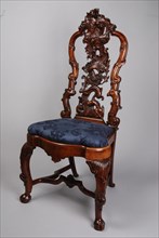 joiner, Rococo chair with camel and bird in the backrest, chair furniture furniture interior design wood walnut elmwood burr