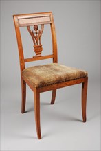 Eggshade Louis Seize straight chair, straight-seat chair furniture furniture interior design wood elmwood brass velor