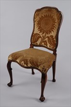 Mahogany rococo chair, upright chair seat furniture furniture interior design wood mahogany velvet brass, Bolkow legs and green