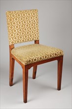 Simple elm wood straight chair, upright chair seat furniture furniture interior design wood elm wood velvet, Moss green velor